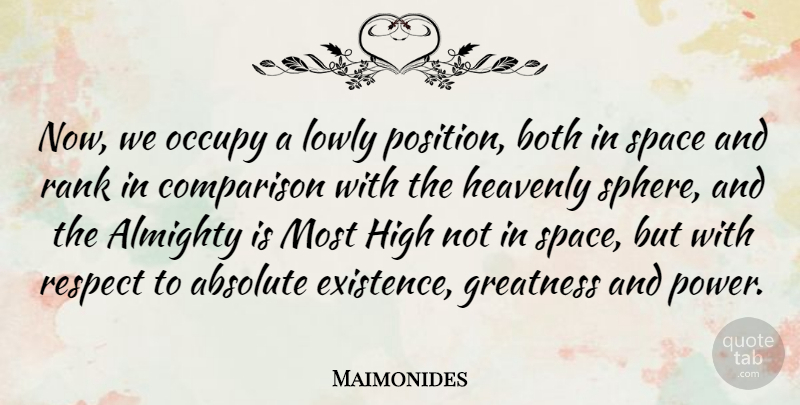 Maimonides Quote About Greatness, Space, Spheres: Now We Occupy A Lowly...