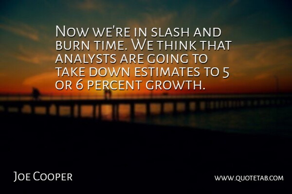 Joe Cooper Quote About Burn, Estimates, Percent, Slash: Now Were In Slash And...