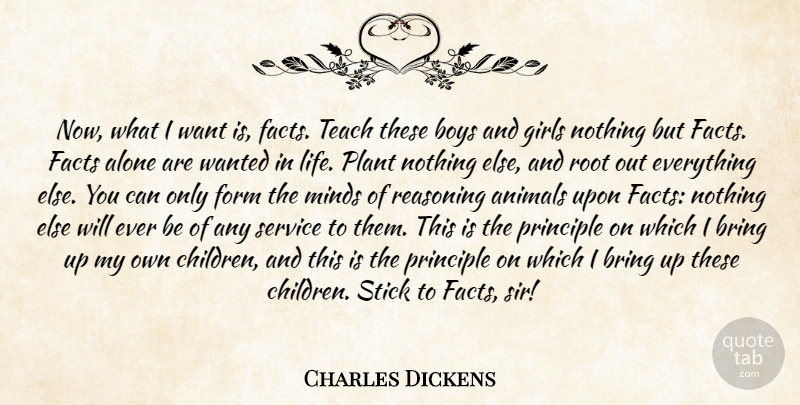 Charles Dickens Quote About Alone, Animals, Boys, Bring, Facts: Now What I Want Is...