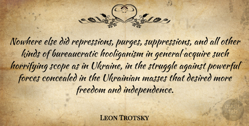 Leon Trotsky Quote About Powerful, Struggle, Ukraine: Nowhere Else Did Repressions Purges...