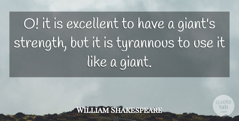 William Shakespeare Quote About Excellent: O It Is Excellent To...