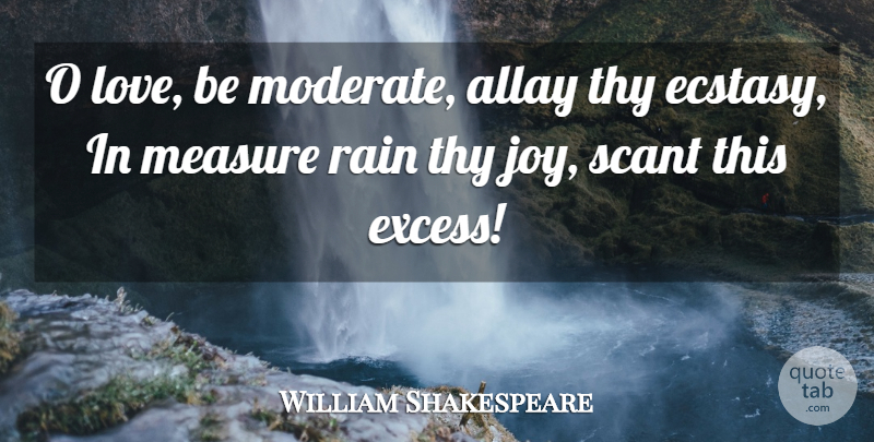 William Shakespeare Quote About Rain, Love Is, Joy: O Love Be Moderate Allay...