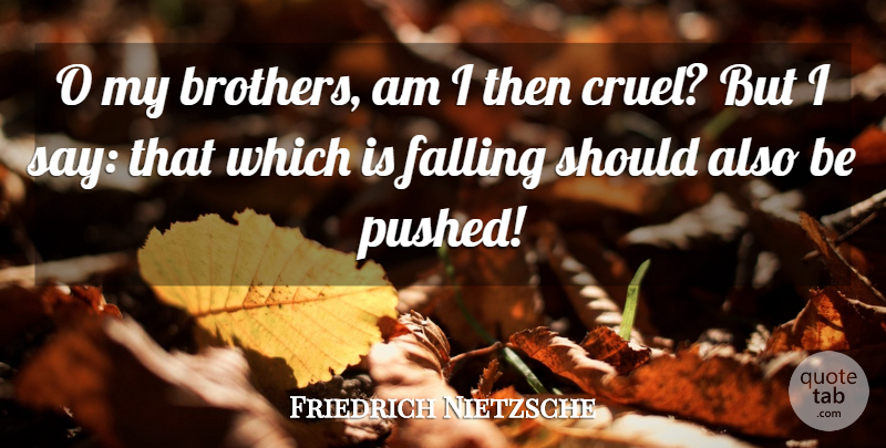 Friedrich Nietzsche Quote About Brother, Pain, Fall: O My Brothers Am I...