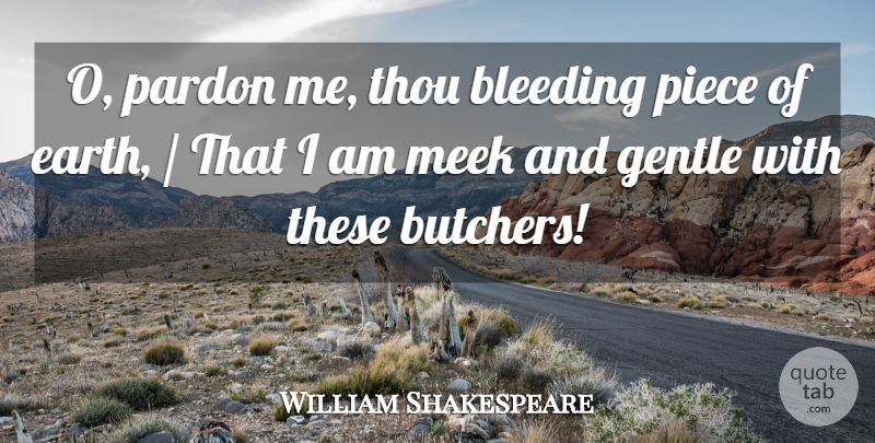 William Shakespeare Quote About Dogs Of War, Pieces, Earth: O Pardon Me Thou Bleeding...
