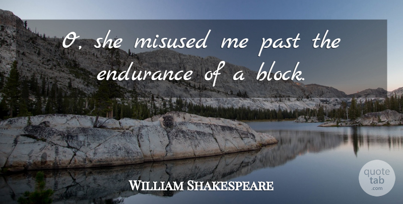 William Shakespeare Quote About Block, Past, Endurance: O She Misused Me Past...