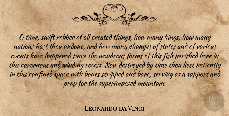 Leonardo da Vinci Quote About Time, Kings, Space: O Time Swift Robber Of...