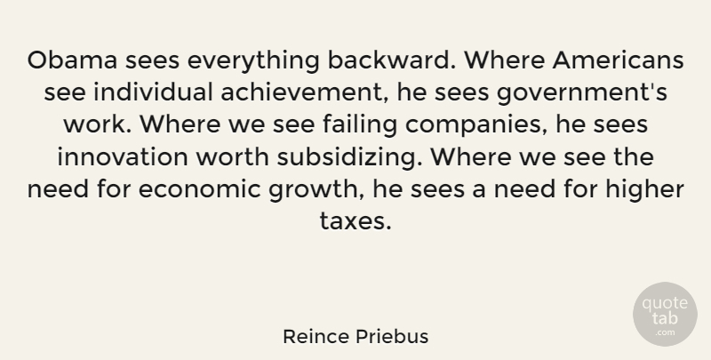 Reince Priebus Quote About Government, Achievement, Innovation: Obama Sees Everything Backward Where...