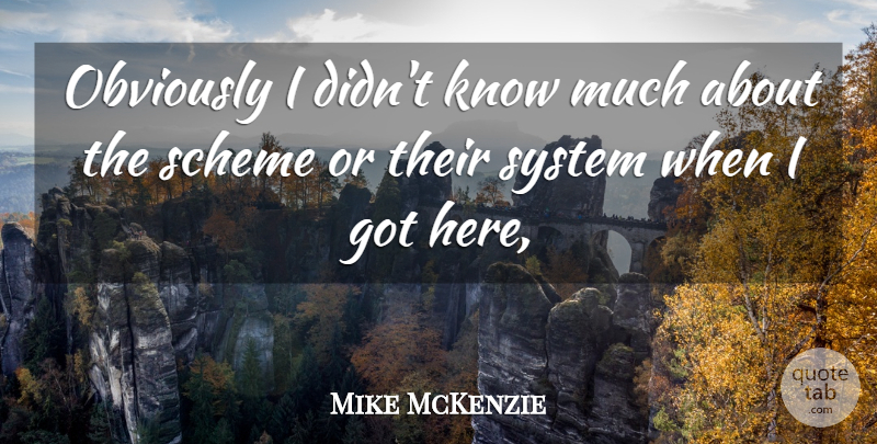 Mike McKenzie Quote About Obviously, Scheme, System: Obviously I Didnt Know Much...