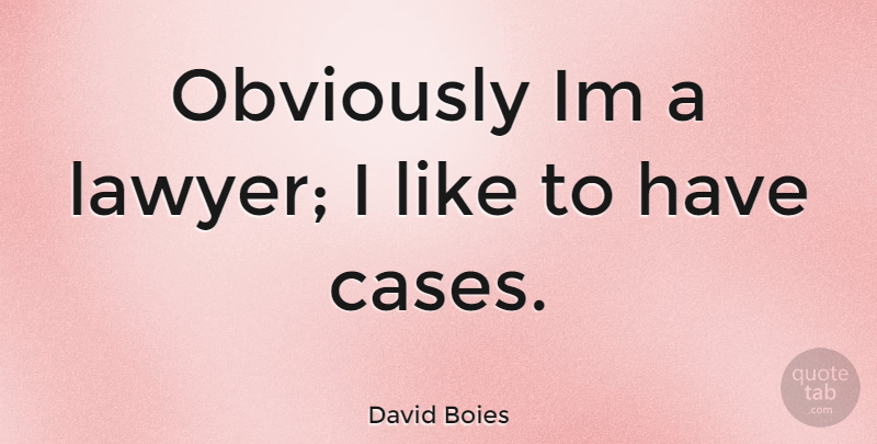 David Boies Quote About Lawyer, Cases: Obviously Im A Lawyer I...
