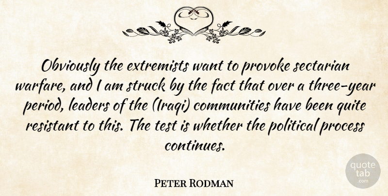 Peter Rodman Quote About Years, Community, Leader: Obviously The Extremists Want To...