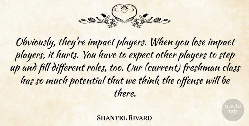 Shantel Rivard Quote About Class, Expect, Fill, Freshman, Impact: Obviously Theyre Impact Players When...
