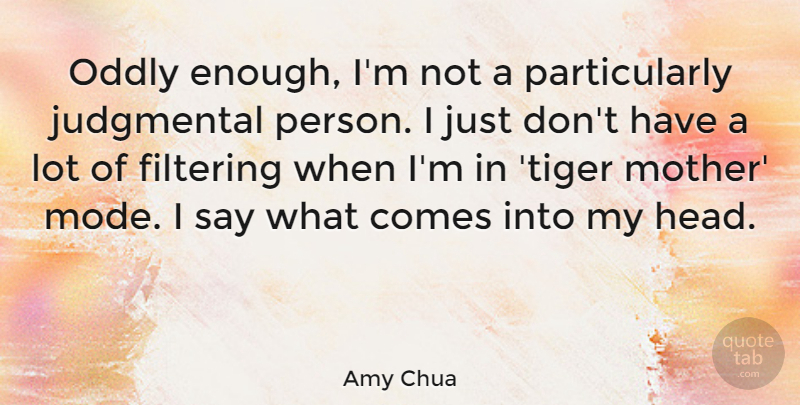 Amy Chua Quote About Mother, Judgmental, Enough: Oddly Enough Im Not A...