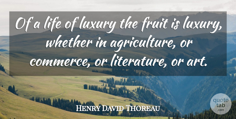 Henry David Thoreau Quote About Art, Luxury, Agriculture: Of A Life Of Luxury...