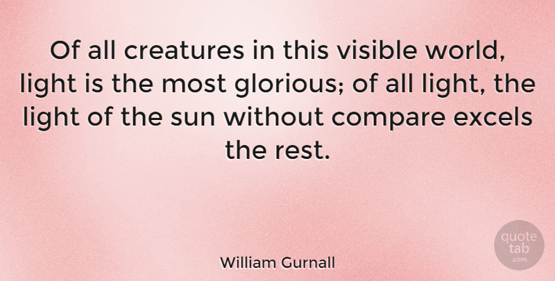 William Gurnall Quote About Light, World, Sun: Of All Creatures In This...