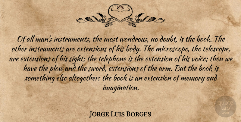 Jorge Luis Borges Quote About Memories, Book, Men: Of All Mans Instruments The...