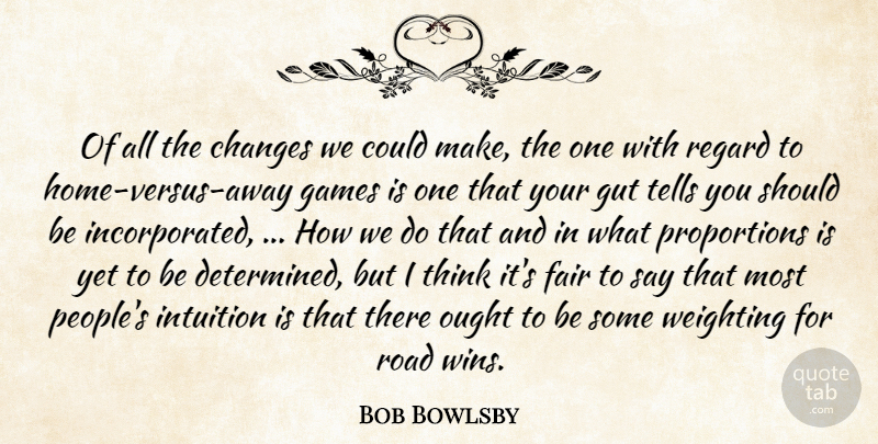 Bob Bowlsby Quote About Changes, Fair, Games, Gut, Intuition: Of All The Changes We...