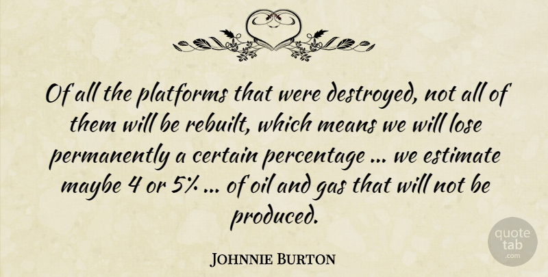 Johnnie Burton Quote About Certain, Estimate, Gas, Lose, Maybe: Of All The Platforms That...