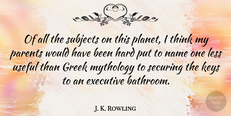 J. K. Rowling Quote About Thinking, Names, Keys: Of All The Subjects On...
