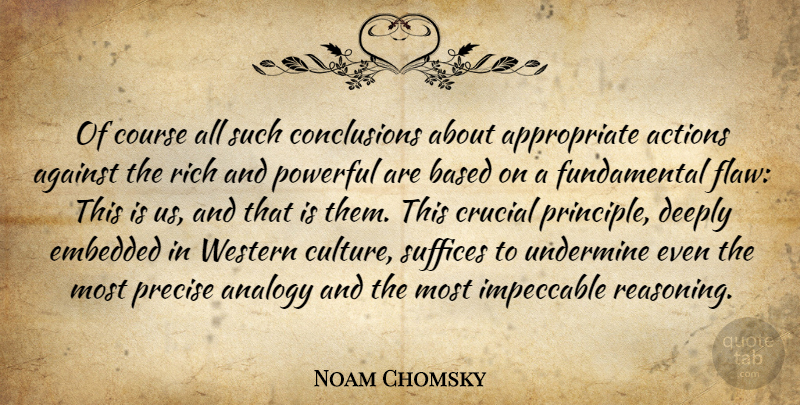 Noam Chomsky Quote About Powerful, Western Culture, Fundamentals: Of Course All Such Conclusions...