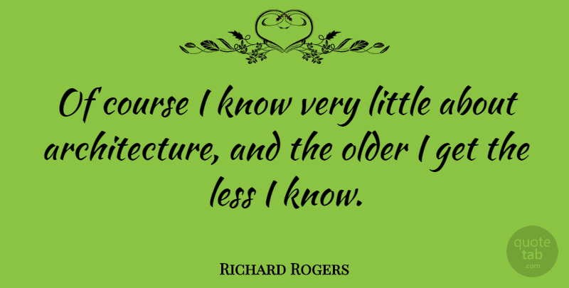 Richard Rogers Quote About Littles, Architecture, Courses: Of Course I Know Very...