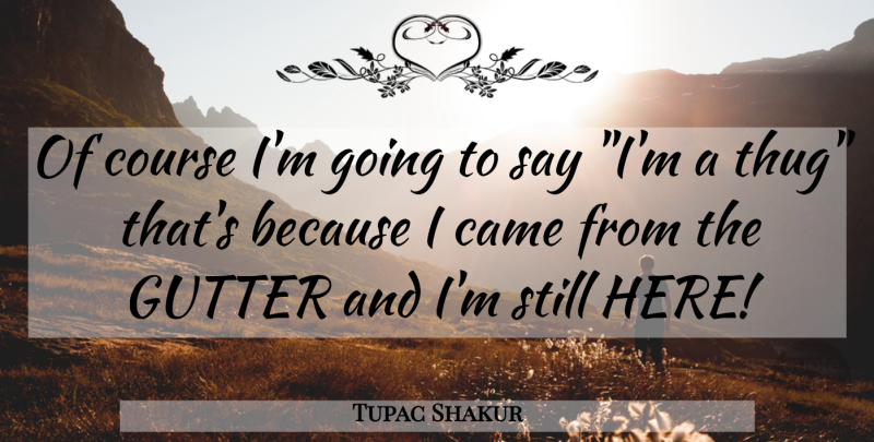 Tupac Shakur Quote About Thug, Rapper, Gutters: Of Course Im Going To...