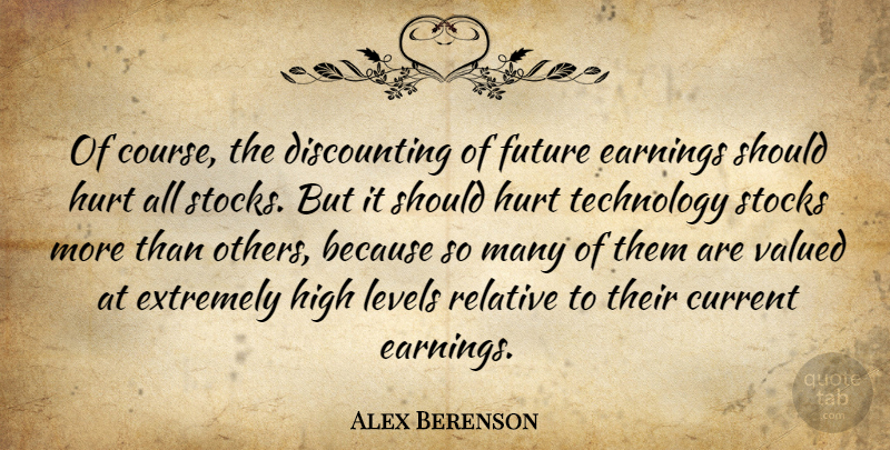Alex Berenson Quote About Current, Earnings, Extremely, Future, High: Of Course The Discounting Of...