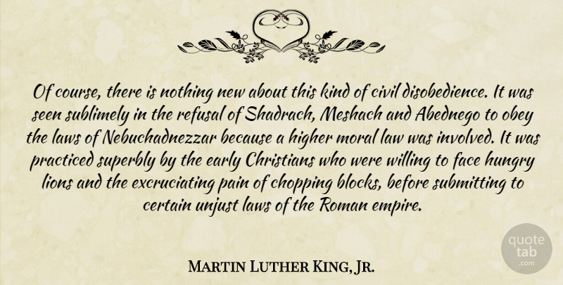 Martin Luther King, Jr. Quote About Christian, Pain, Block: Of Course There Is Nothing...