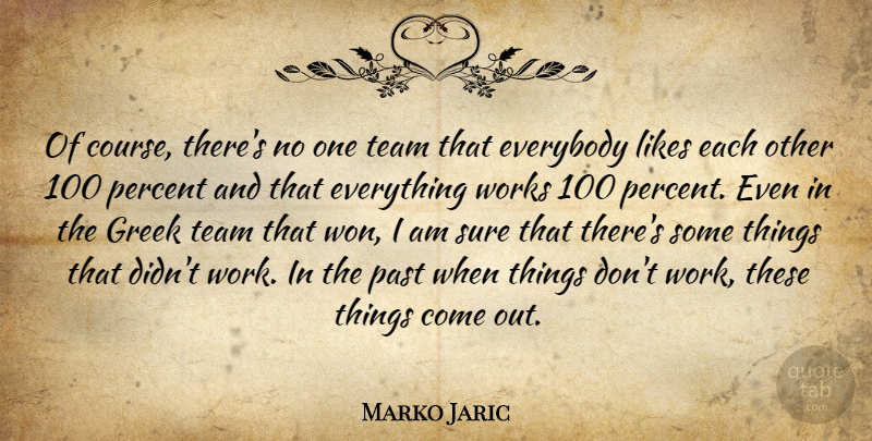 Marko Jaric Quote About Everybody, Greek, Likes, Past, Percent: Of Course Theres No One...