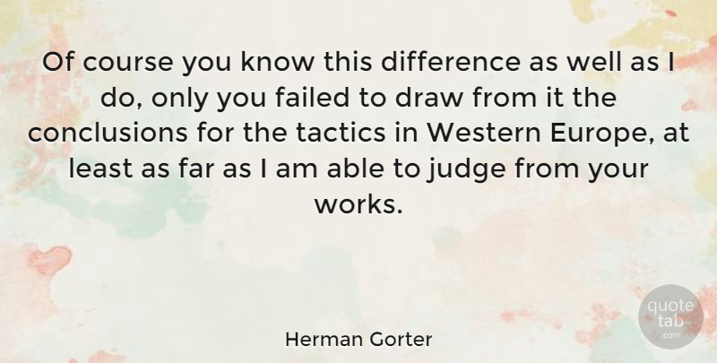 Herman Gorter Quote About Course, Draw, Failed, Far, Tactics: Of Course You Know This...