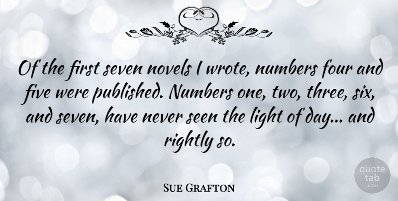 Sue Grafton Quote About Two, Numbers, Light: Of The First Seven Novels...