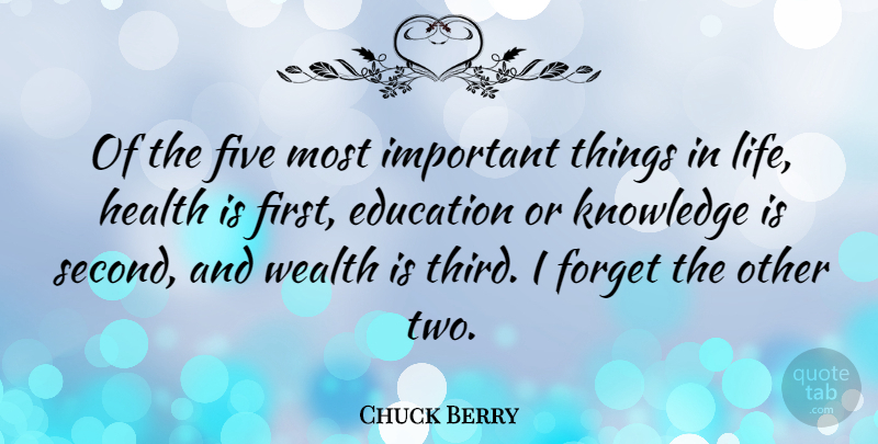 Chuck Berry Quote About Things In Life, Two, Important: Of The Five Most Important...