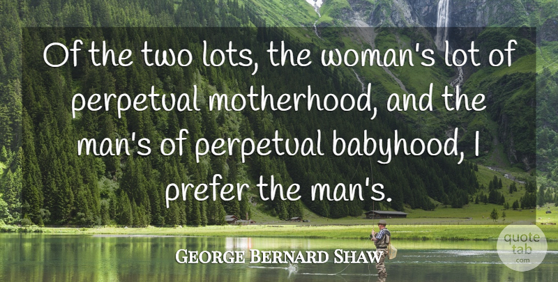 George Bernard Shaw Quote About Women, Motherhood, Two: Of The Two Lots The...