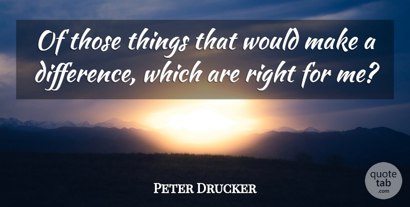 Peter Drucker Quote About Differences, Making A Difference: Of Those Things That Would...