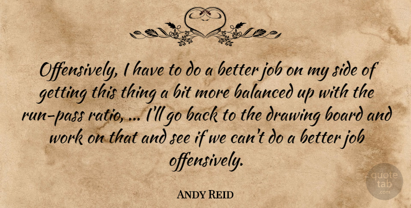 Andy Reid Quote About Balanced, Bit, Board, Drawing, Job: Offensively I Have To Do...