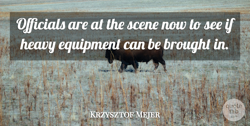 Krzysztof Mejer Quote About Brought, Equipment, Heavy, Officials, Scene: Officials Are At The Scene...