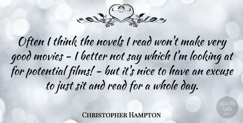 Christopher Hampton Quote About Nice, Thinking, Good Movie: Often I Think The Novels...