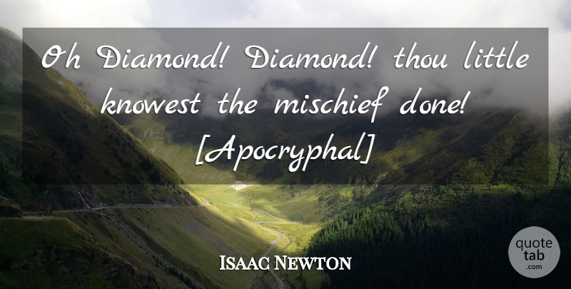 Isaac Newton Quote About Hard Work, Littles, Done: Oh Diamond Diamond Thou Little...