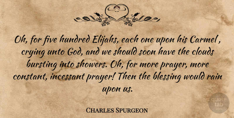 Charles Spurgeon Quote About Prayer, Motivation, Inspiration: Oh For Five Hundred Elijahs...