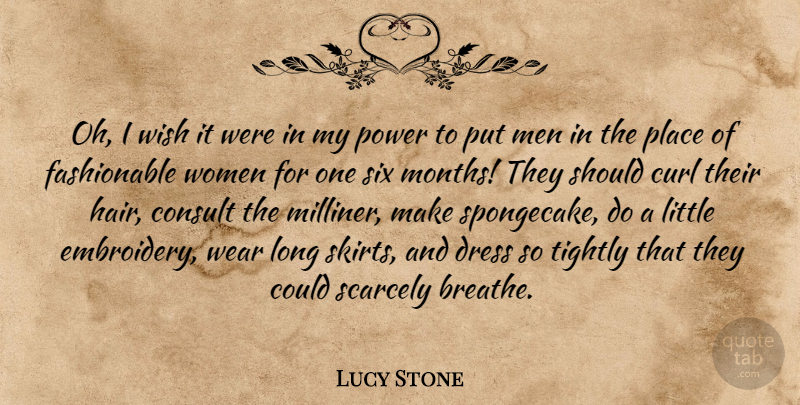 Lucy Stone Quote About Men, Hair, Long: Oh I Wish It Were...