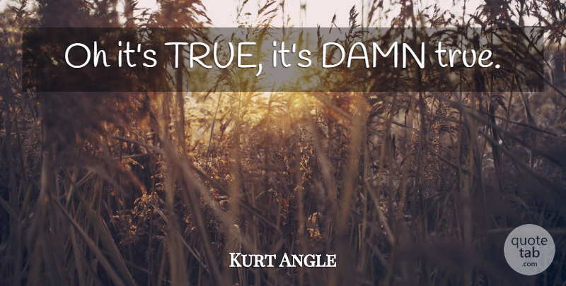 Kurt Angle Quote About Wrestling, Damn: Oh Its True Its Damn...