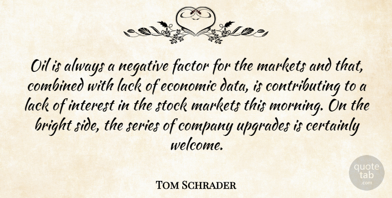 Tom Schrader Quote About Bright, Certainly, Combined, Company, Economic: Oil Is Always A Negative...