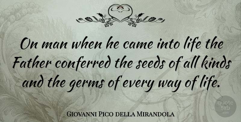 Giovanni Pico della Mirandola Quote About Father, Men, Way: On Man When He Came...