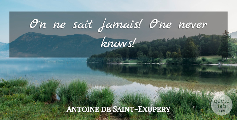 Antoine de Saint-Exupery Quote About Knows: On Ne Sait Jamais One...