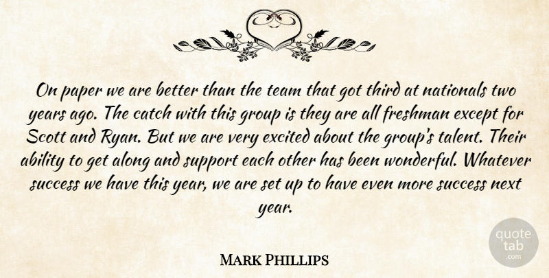 Mark Phillips Quote About Ability, Along, Catch, Except, Excited: On Paper We Are Better...