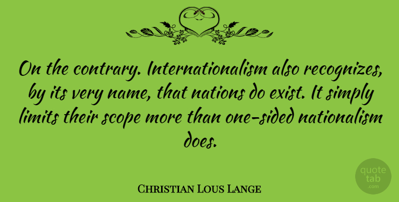Christian Lous Lange Quote About Nations, Scope, Simply: On The Contrary Internationalism Also...
