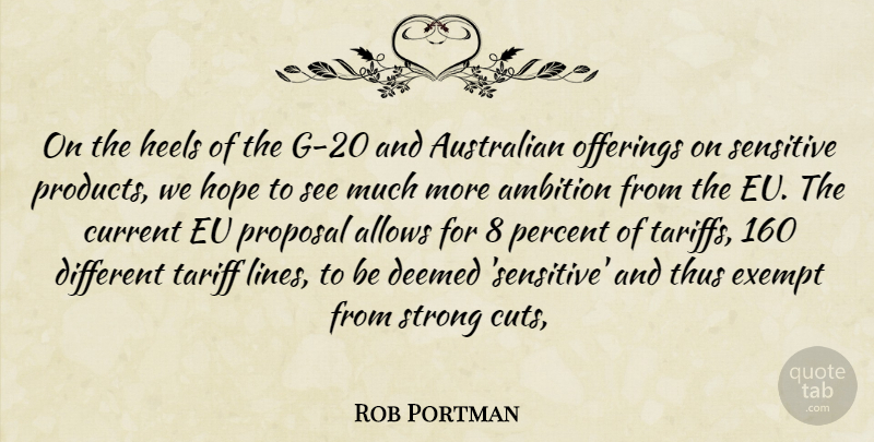 Rob Portman Quote About Ambition, Australian, Current, Eu, Exempt: On The Heels Of The...