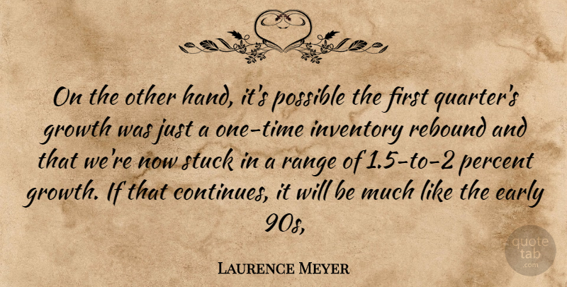 Laurence Meyer Quote About Early, Growth, Inventory, Percent, Possible: On The Other Hand Its...