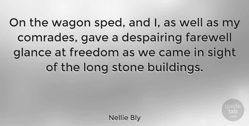 Nellie Bly Quote About Funny, Farewell, Sight: On The Wagon Sped And...