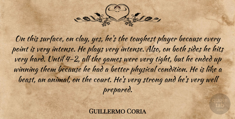 Guillermo Coria Quote About Both, Ended, Games, Hits, Physical: On This Surface On Clay...