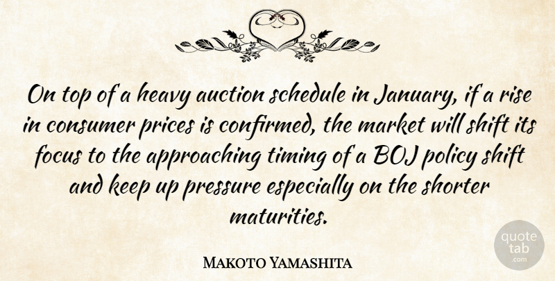 Makoto Yamashita Quote About Auction, Consumer, Focus, Heavy, Market: On Top Of A Heavy...